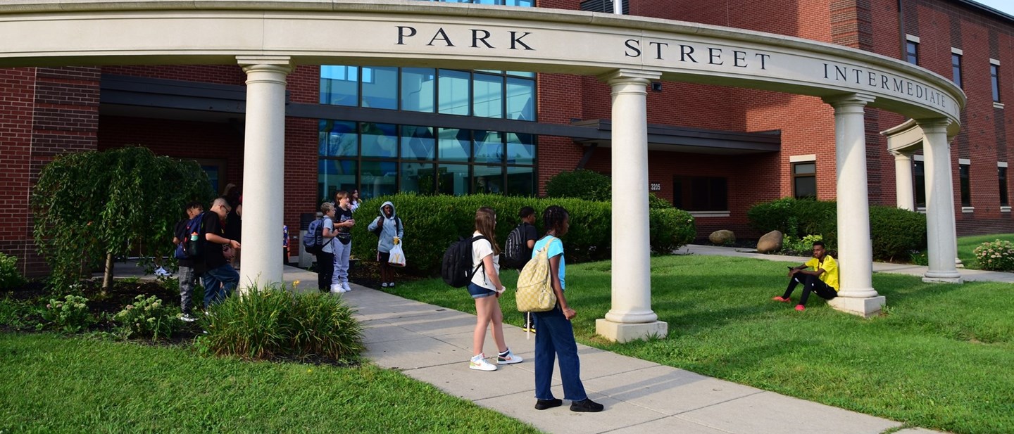 Students outside of Park Street.