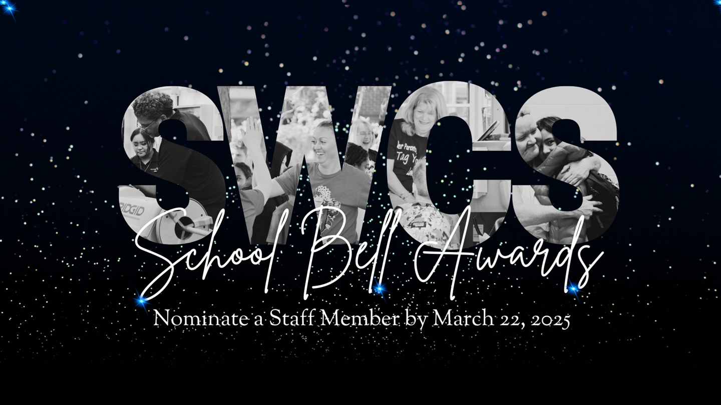 Graphic with a School Bell Awards call to action